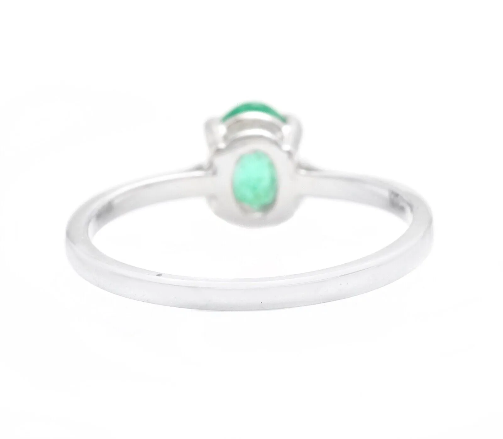 Exquisite Natural Emerald 14K Solid White Gold Ring