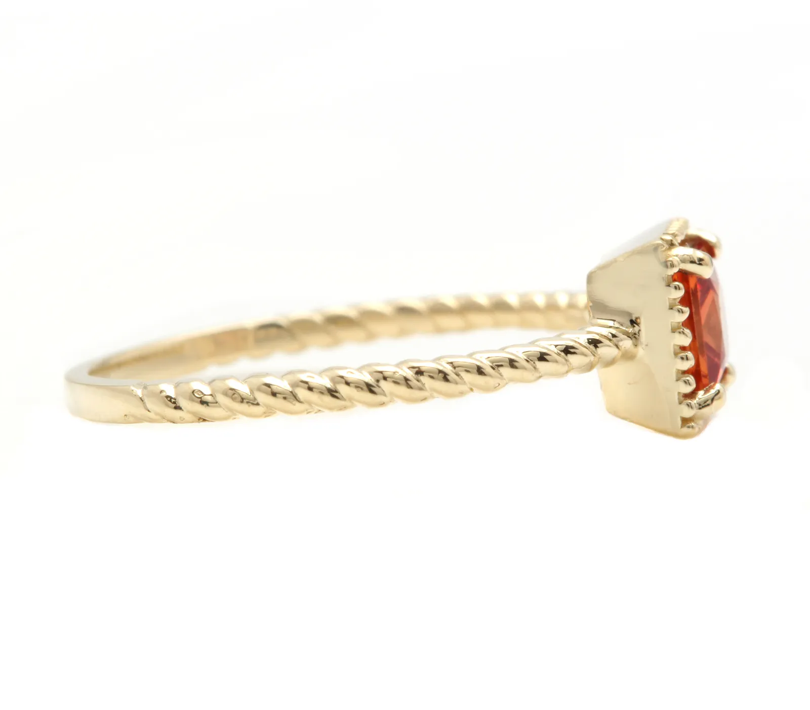 Exquisite Natural Orange Sapphire 14K Solid Yellow Gold Ring