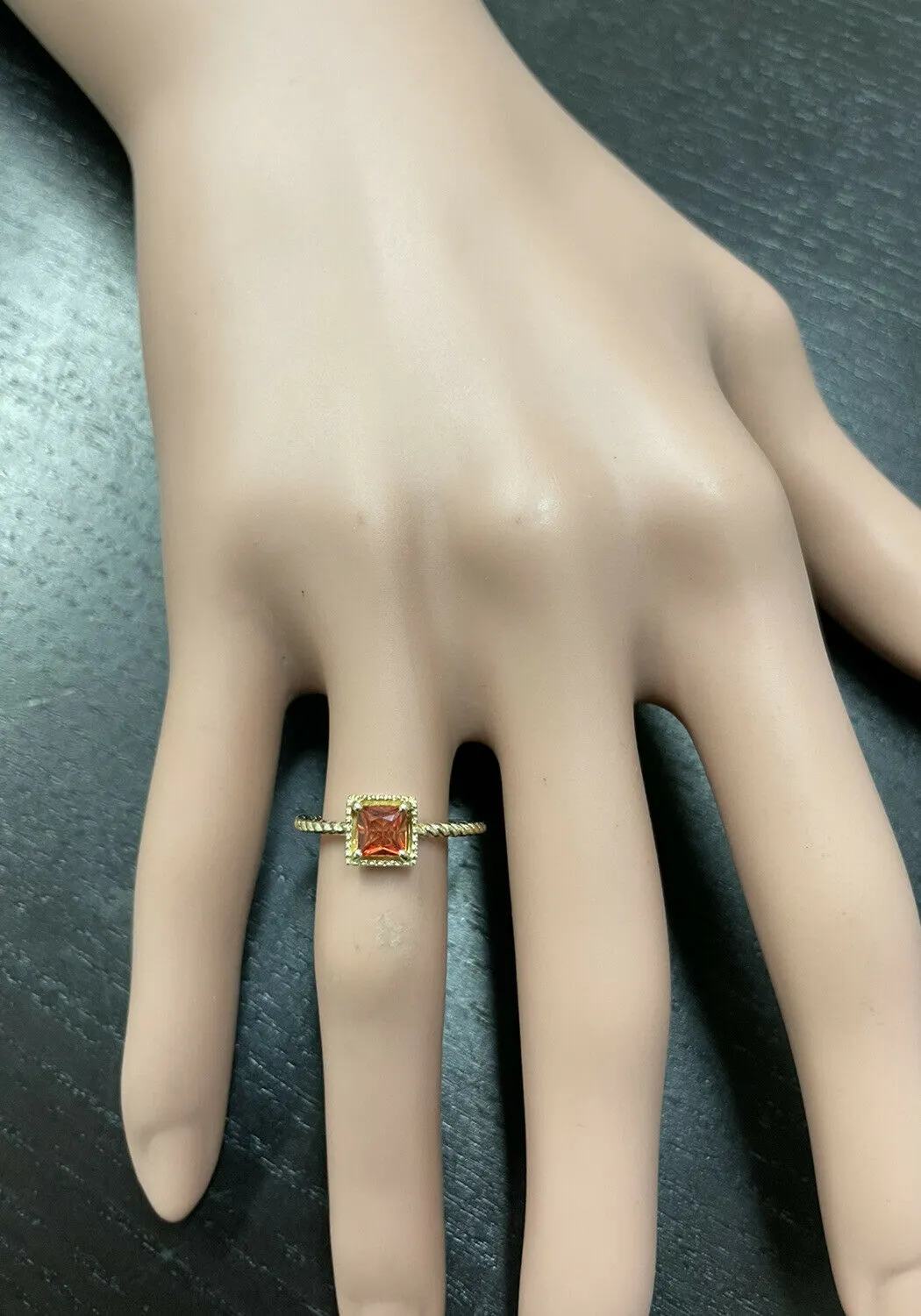 Exquisite Natural Orange Sapphire 14K Solid Yellow Gold Ring