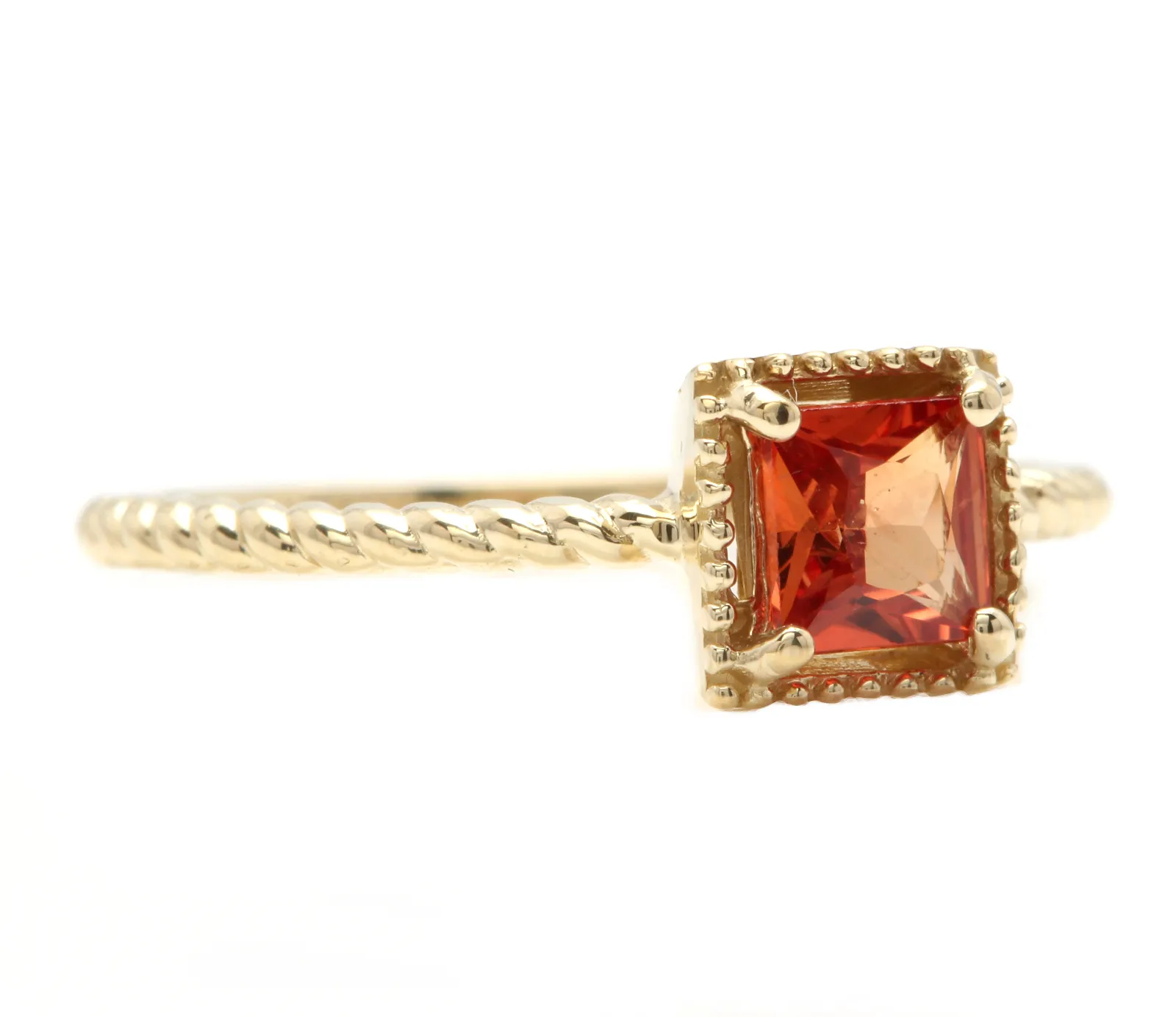 Exquisite Natural Orange Sapphire 14K Solid Yellow Gold Ring