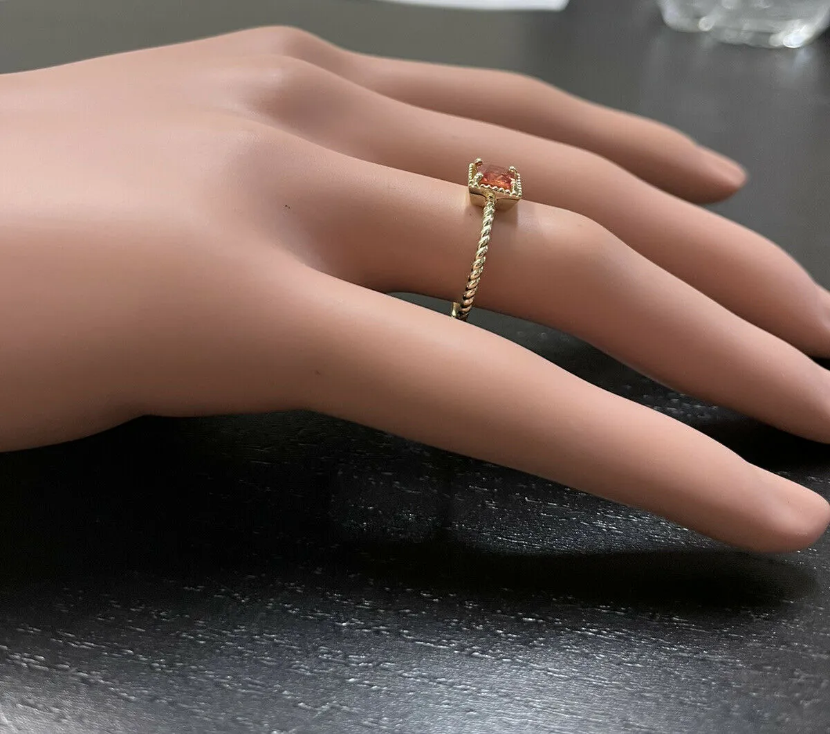 Exquisite Natural Orange Sapphire 14K Solid Yellow Gold Ring