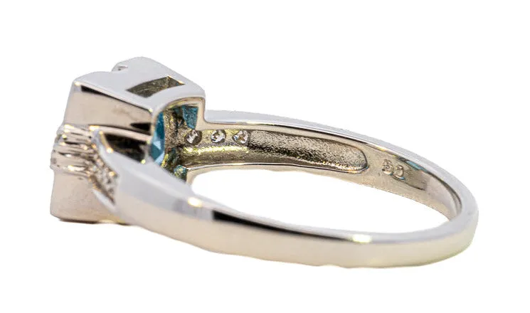 Exquisite White Gold Blue Topaz & Diamond Ring