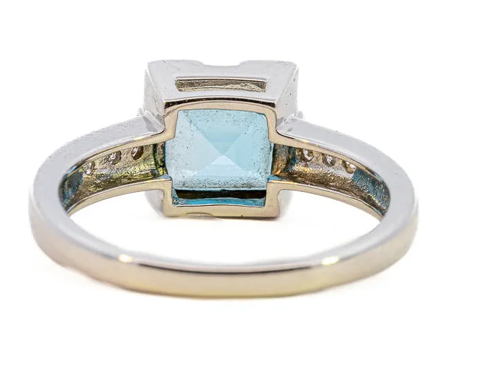 Exquisite White Gold Blue Topaz & Diamond Ring