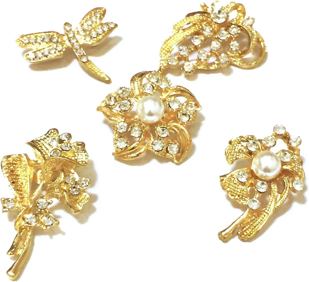 Ezing Lot 24pc Shining Rhinestone Crystal Brooches Pins DIY Wedding Bouquet Kit