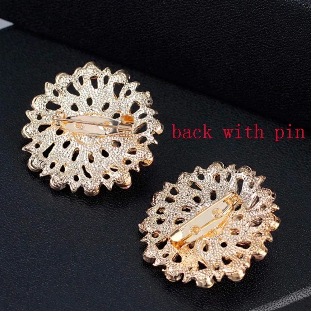 Ezing Lot 24pc Shining Rhinestone Crystal Brooches Pins DIY Wedding Bouquet Kit