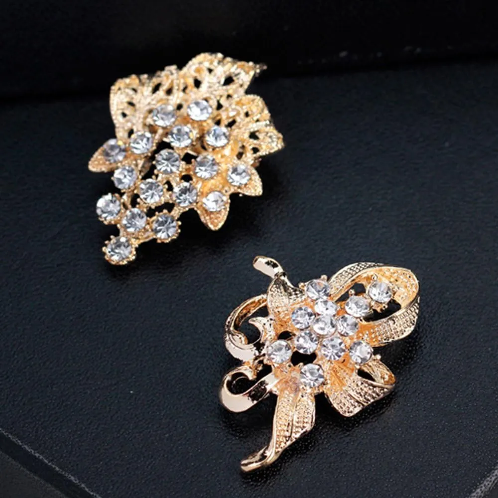 Ezing Lot 24pc Shining Rhinestone Crystal Brooches Pins DIY Wedding Bouquet Kit