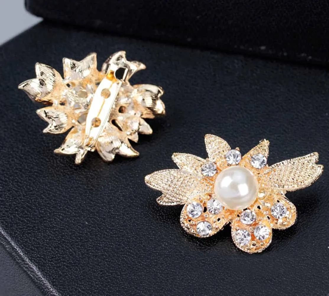 Ezing Lot 24pc Shining Rhinestone Crystal Brooches Pins DIY Wedding Bouquet Kit