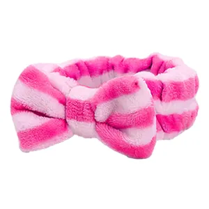 Face Wash Women's Facial Makeup Hydrotherapy Headband 1 Piece Bow Hairband Headband For Shower Headband Soft Coral Velvet