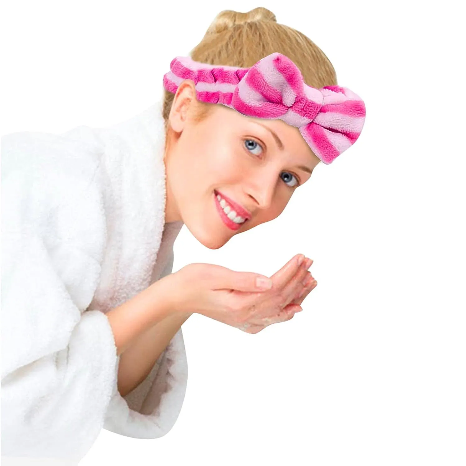 Face Wash Women's Facial Makeup Hydrotherapy Headband 1 Piece Bow Hairband Headband For Shower Headband Soft Coral Velvet