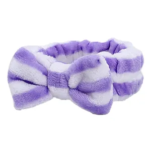 Face Wash Women's Facial Makeup Hydrotherapy Headband 1 Piece Bow Hairband Headband For Shower Headband Soft Coral Velvet