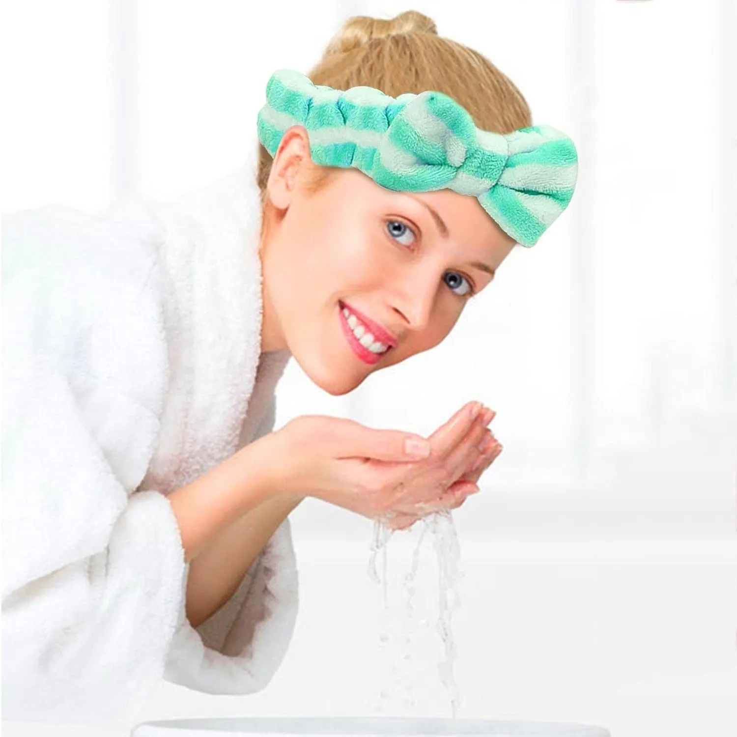 Face Wash Women's Facial Makeup Hydrotherapy Headband 1 Piece Bow Hairband Headband For Shower Headband Soft Coral Velvet