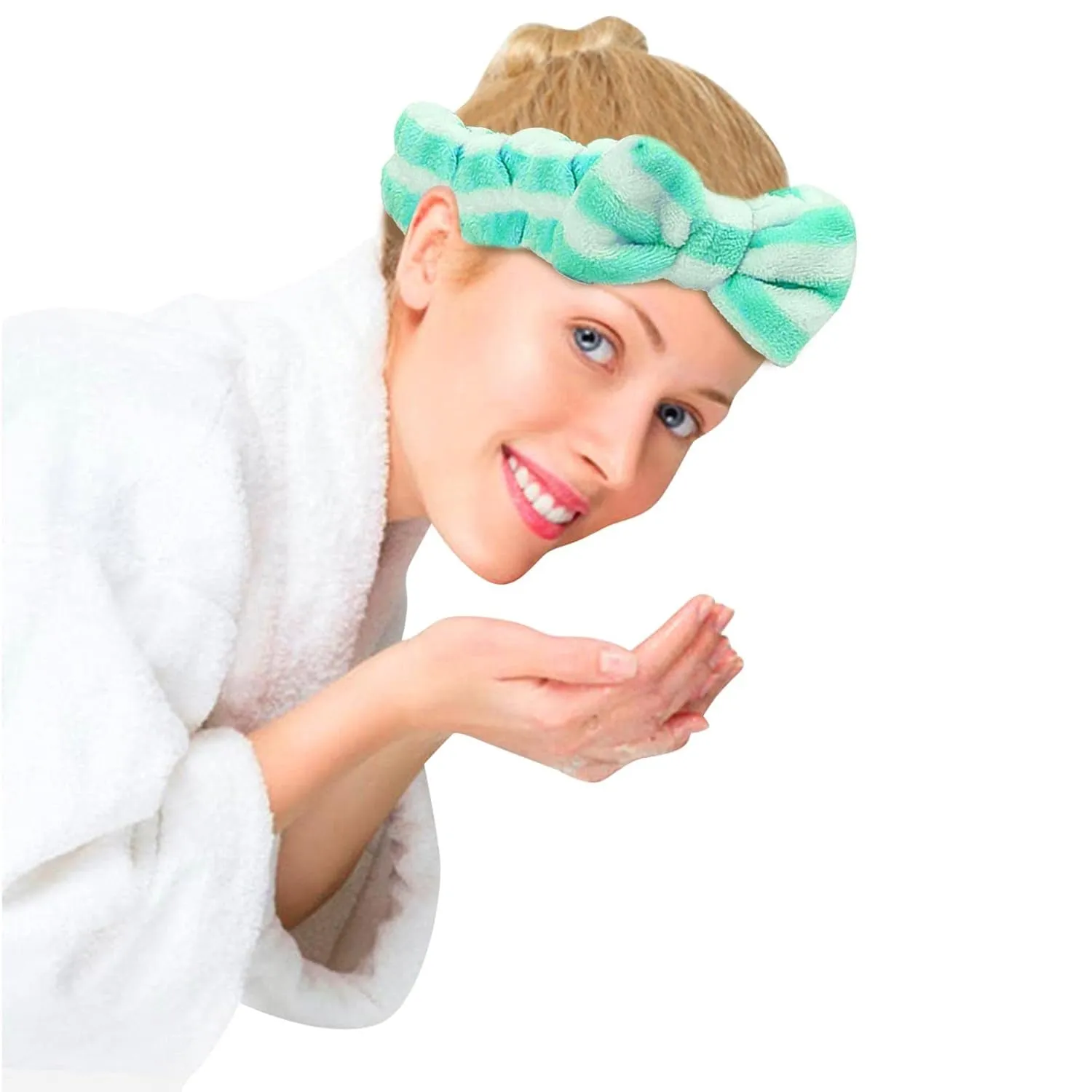 Face Wash Women's Facial Makeup Hydrotherapy Headband 1 Piece Bow Hairband Headband For Shower Headband Soft Coral Velvet