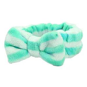 Face Wash Women's Facial Makeup Hydrotherapy Headband 1 Piece Bow Hairband Headband For Shower Headband Soft Coral Velvet
