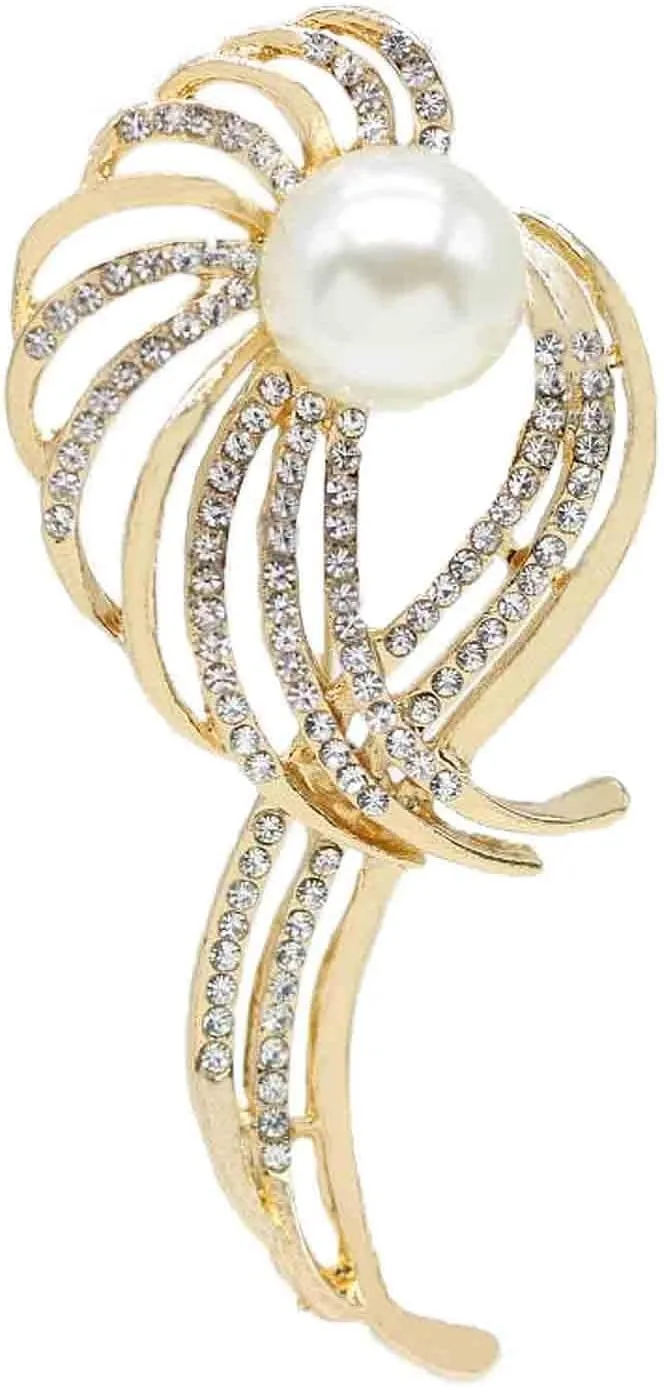 Fashion Rhinestone Pearl Flower Brooches Pins Cute Enamel Crystal Floral Lapel Pin Brooch Costume Decorate Jewelry for Women Gril Gift