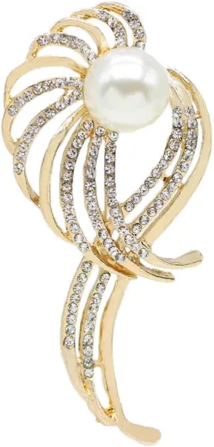 Fashion Rhinestone Pearl Flower Brooches Pins Cute Enamel Crystal Floral Lapel Pin Brooch Costume Decorate Jewelry for Women Gril Gift