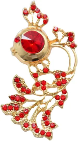 Fashionable Fish Lapel Pin Red Rhinestone Brooch for Weddings Birthdays and Anniversaries Vivid Alloy Fish Brooch Jewelry Accessory