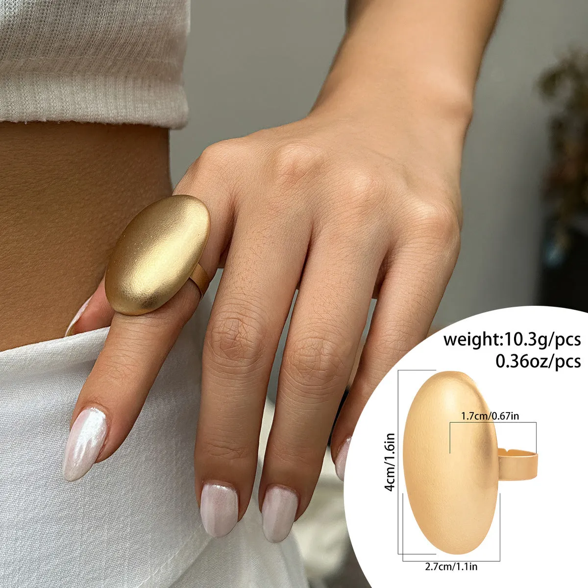 French Disc Pleated Metal Ring with Flower Ornament