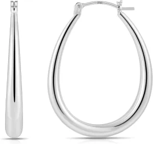 Gacimy Gold Chunky Hoop Earrings for Women, 14K Gold Plated Oval Hoop Earrings with 925 Sterling Silver Post