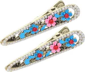 GALPADA 2pcs Mini Flower Hair Clips Ancient Chinese Style Decorative Metal Hairpins for Women Lightweight Duckbill Hair Accessories for Everyday and Special Occasions