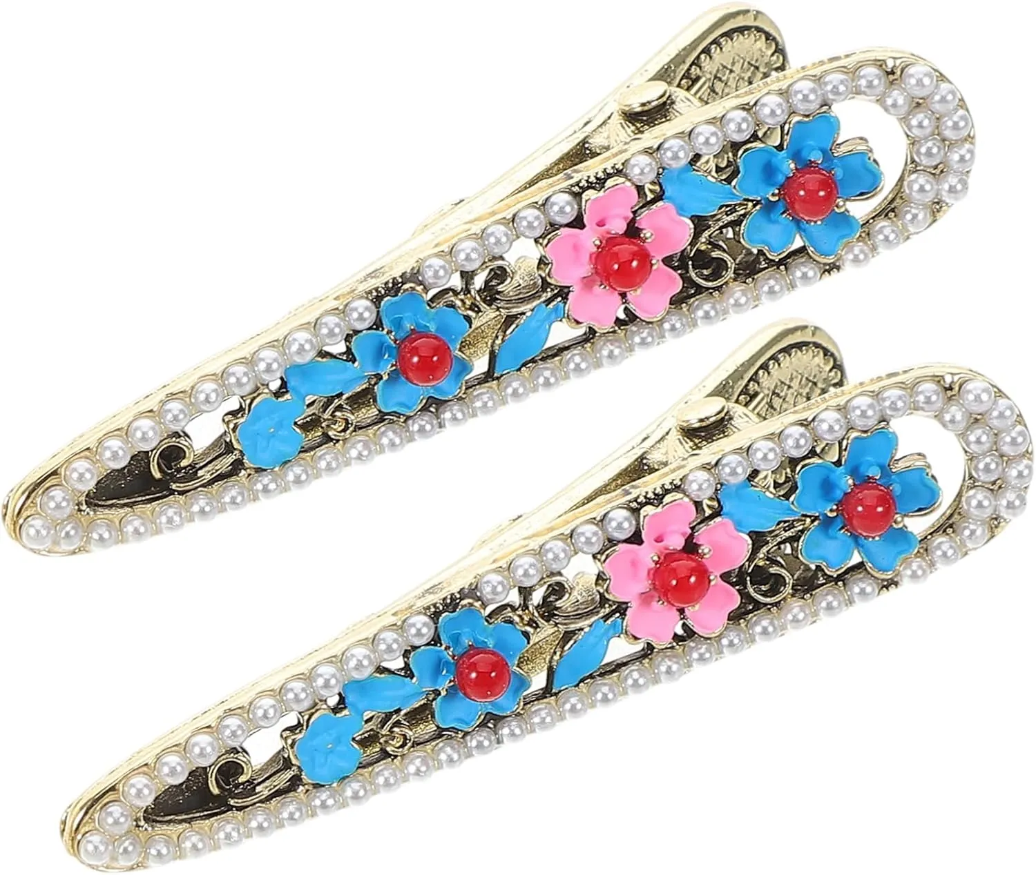 GALPADA 2pcs Mini Flower Hair Clips Ancient Chinese Style Decorative Metal Hairpins for Women Lightweight Duckbill Hair Accessories for Everyday and Special Occasions
