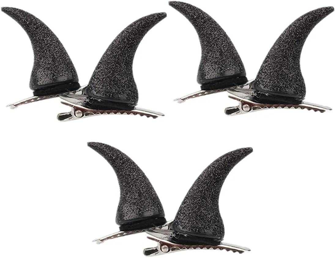 GALPADA 3Pairs Horns Hair Clips Halloween Hair Accessories for Women Teens for Cosplay Parties and Photo Props Durable Fun Halloween Barrettes