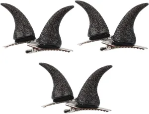 GALPADA 3Pairs Horns Hair Clips Halloween Hair Accessories for Women Teens for Cosplay Parties and Photo Props Durable Fun Halloween Barrettes