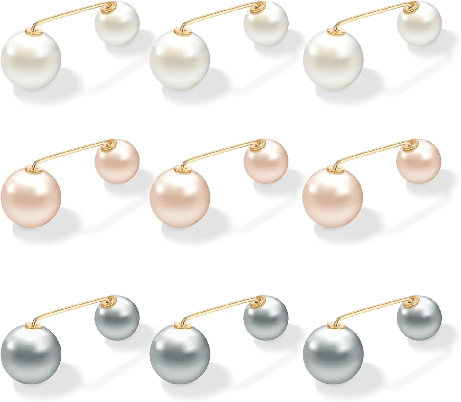 Giantree 9 Pcs Artificial Pearl Brooch Pins, Safety Pin, No Sew Buttons Pearl Brooch Pins, Safety Cover-up Pin for Women, No Tool Removable Reusable for Clothing Cardigan Dress Sweater