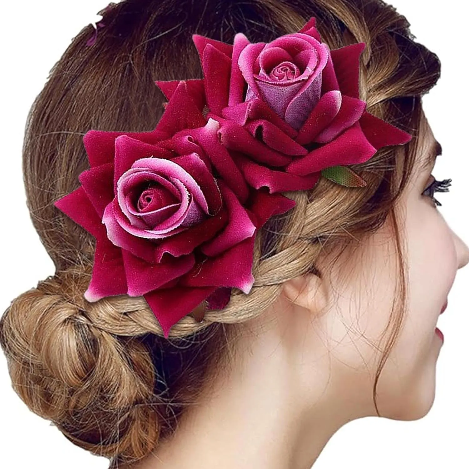Girl Hair Clips Flower Hair Clips For Women Bride Headpieces For Wedding Floral Hair Headpiece Womens Headbands No Slip (Purple, One Size)
