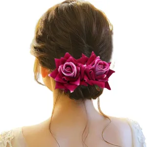 Girl Hair Clips Flower Hair Clips For Women Bride Headpieces For Wedding Floral Hair Headpiece Womens Headbands No Slip (Purple, One Size)
