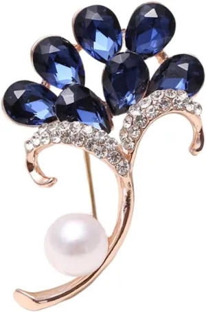 Glass Brooch Pearl Brooch Boutonniere Pin Miss Corsage Jewelry Brooches Blue Crystal Brooch Flower Petal