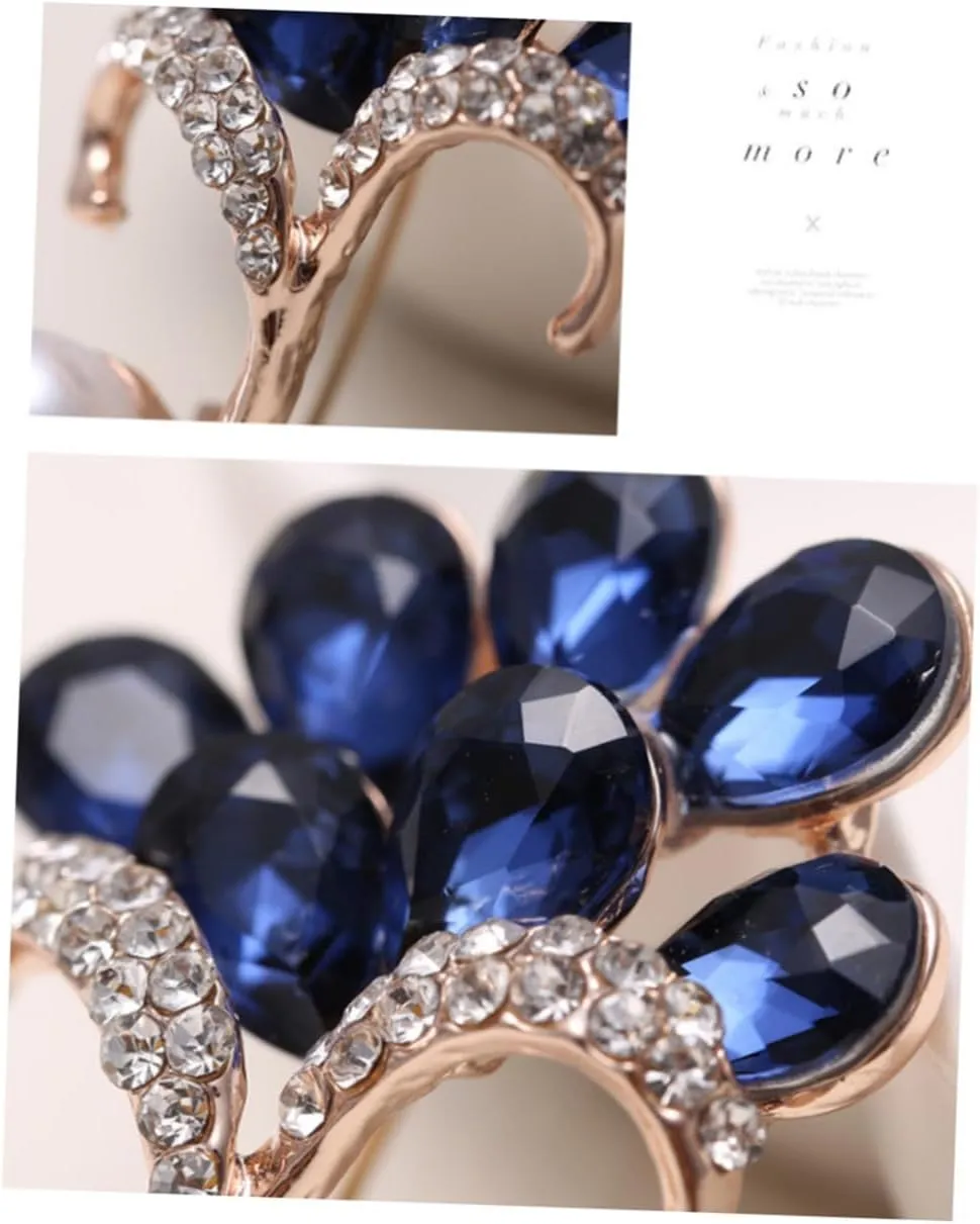 Glass Brooch Pearl Brooch Boutonniere Pin Miss Corsage Jewelry Brooches Blue Crystal Brooch Flower Petal