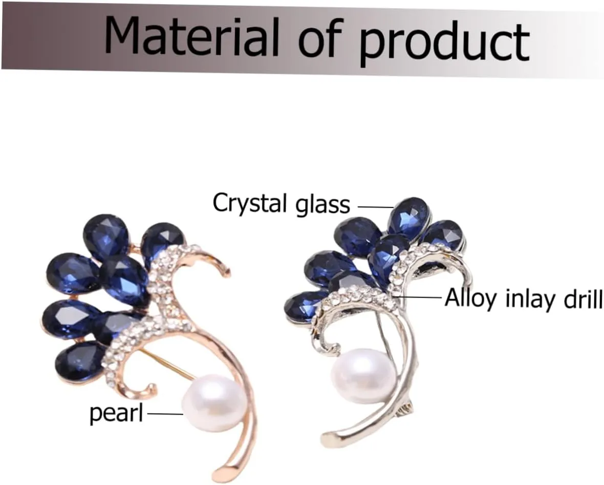Glass Brooch Pearl Brooch Boutonniere Pin Miss Corsage Jewelry Brooches Blue Crystal Brooch Flower Petal