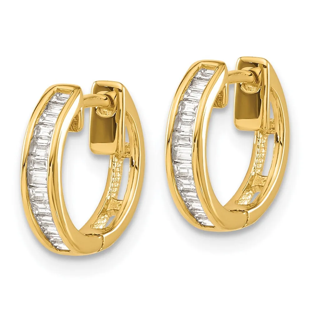 Gold Baguette Diamond Hinged Hoop Earrings - Model EM5356-025-YA