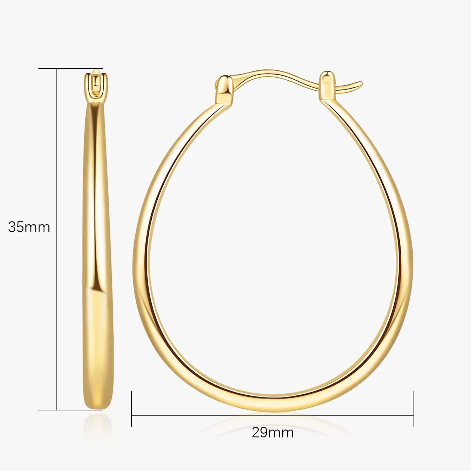 Gold Hoop Earrings 14K Gold Hoop Earrings for Women Earring U-shaped Small Hoops Earring for Women 16/25/30/35mm