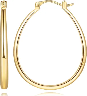 Gold Hoop Earrings 14K Gold Hoop Earrings for Women Earring U-shaped Small Hoops Earring for Women 16/25/30/35mm