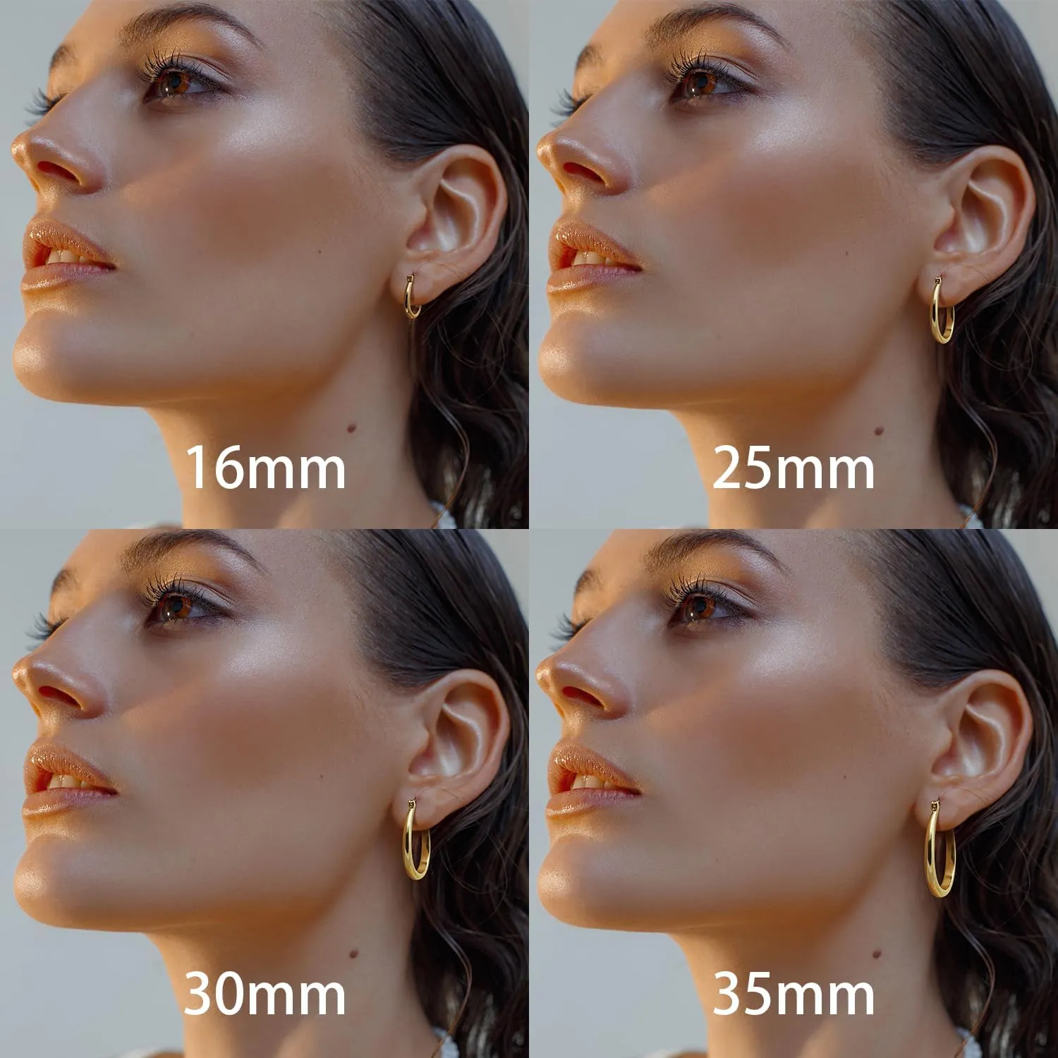 Gold Hoop Earrings 14K Gold Hoop Earrings for Women Earring U-shaped Small Hoops Earring for Women 16/25/30/35mm