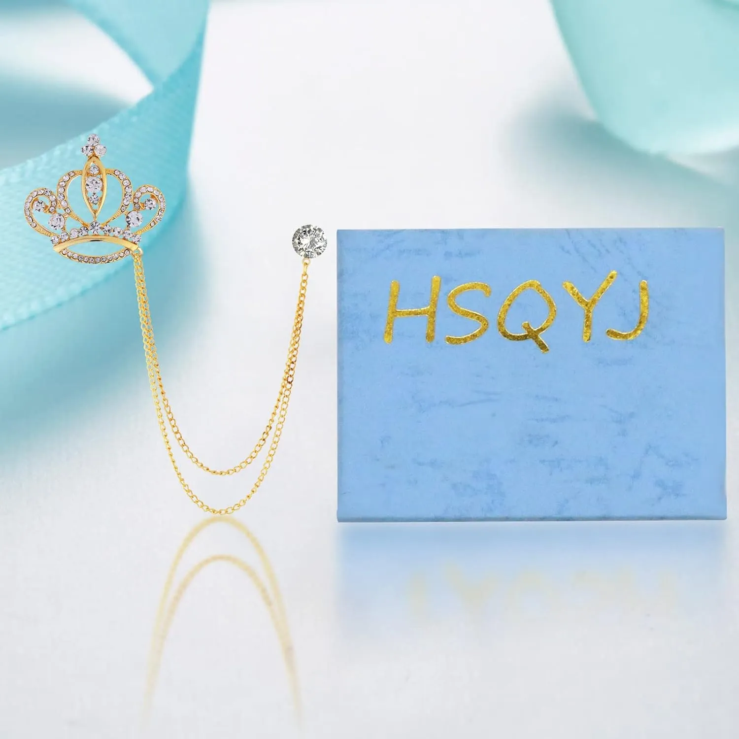 Gold Silver Plated Chain Rose Flower Violin Five-pointed Star Brooches Collar Pins Crystal With Hanging Chain Suit Shirt Lapel Brooch Pin Fashion Jewelry for Men Boy