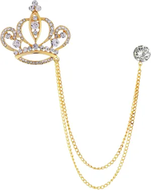 Gold Silver Plated Chain Rose Flower Violin Five-pointed Star Brooches Collar Pins Crystal With Hanging Chain Suit Shirt Lapel Brooch Pin Fashion Jewelry for Men Boy