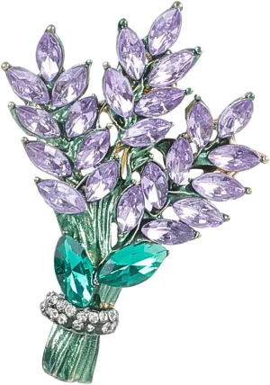 GORGECRAFT Purple Lavender Flower Brooch Alloy Rhinestone Lapel Pins Vintage Wedding Bridal Crystal Jewelry Brooch Pin Clothing Accessories for Coat Sweater Scarf Hat Backpacks Christmas Valentines