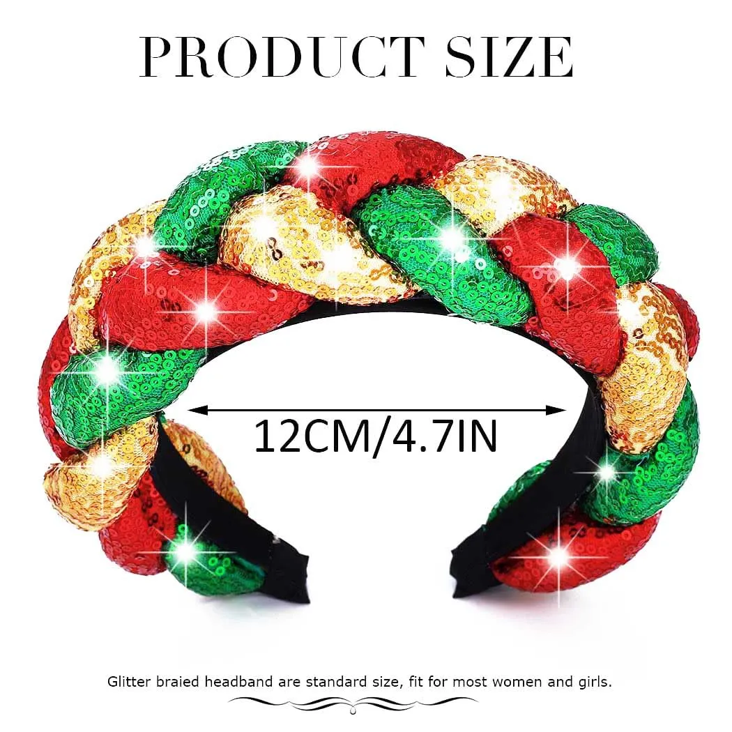 GORTIN Christmas Headband Sequin Headband for Women Knotted Hair Band Holiday Xmas Hair Accessories for Women