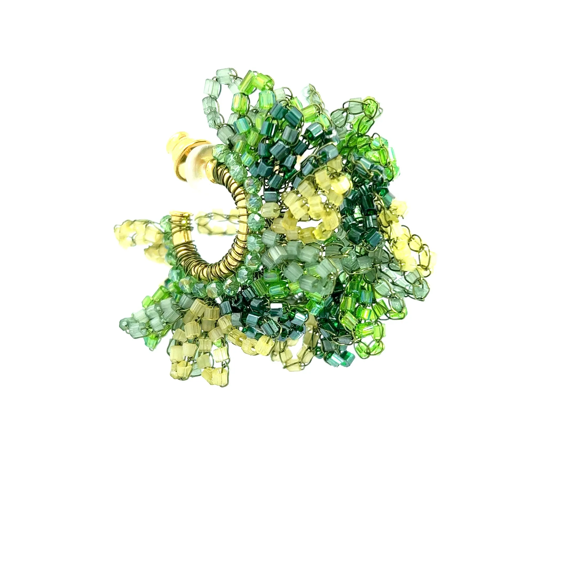 Green and Gold Crystal Hoops