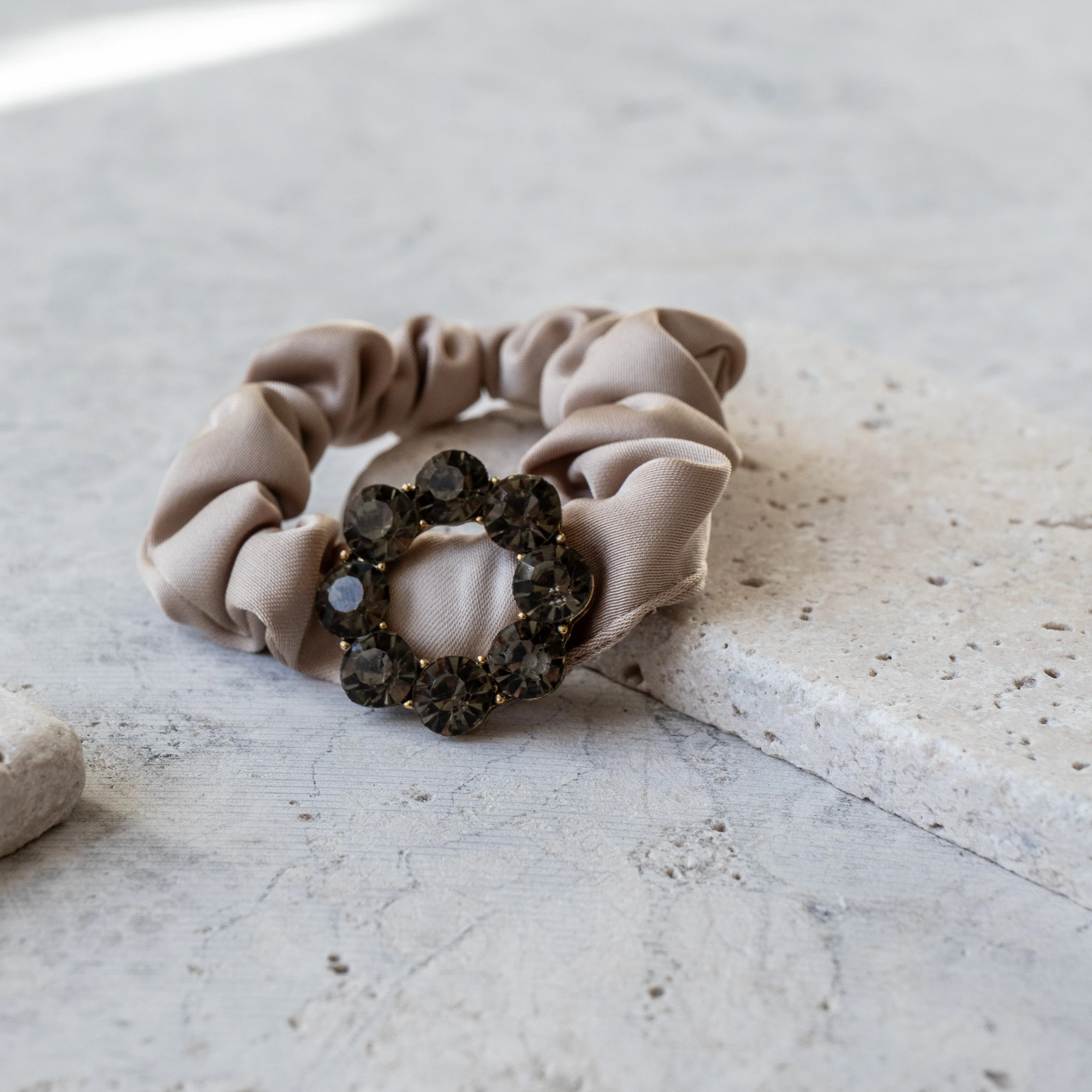 Hair Scrunchie with Gem Ring - 4 Colours