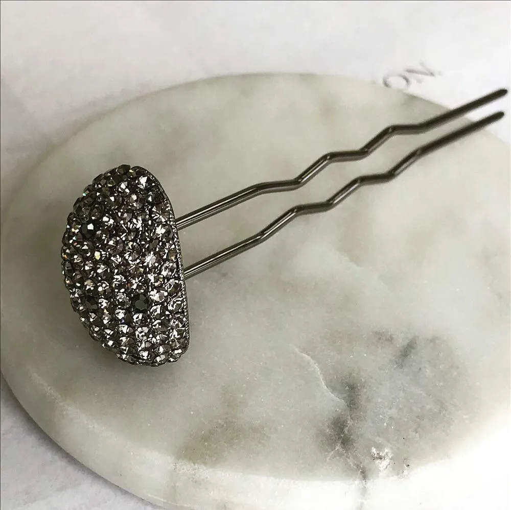 Hair Sticks for Buns Faux Rhinestone Mushroom Hair Bun Sticks Decorative, Black
