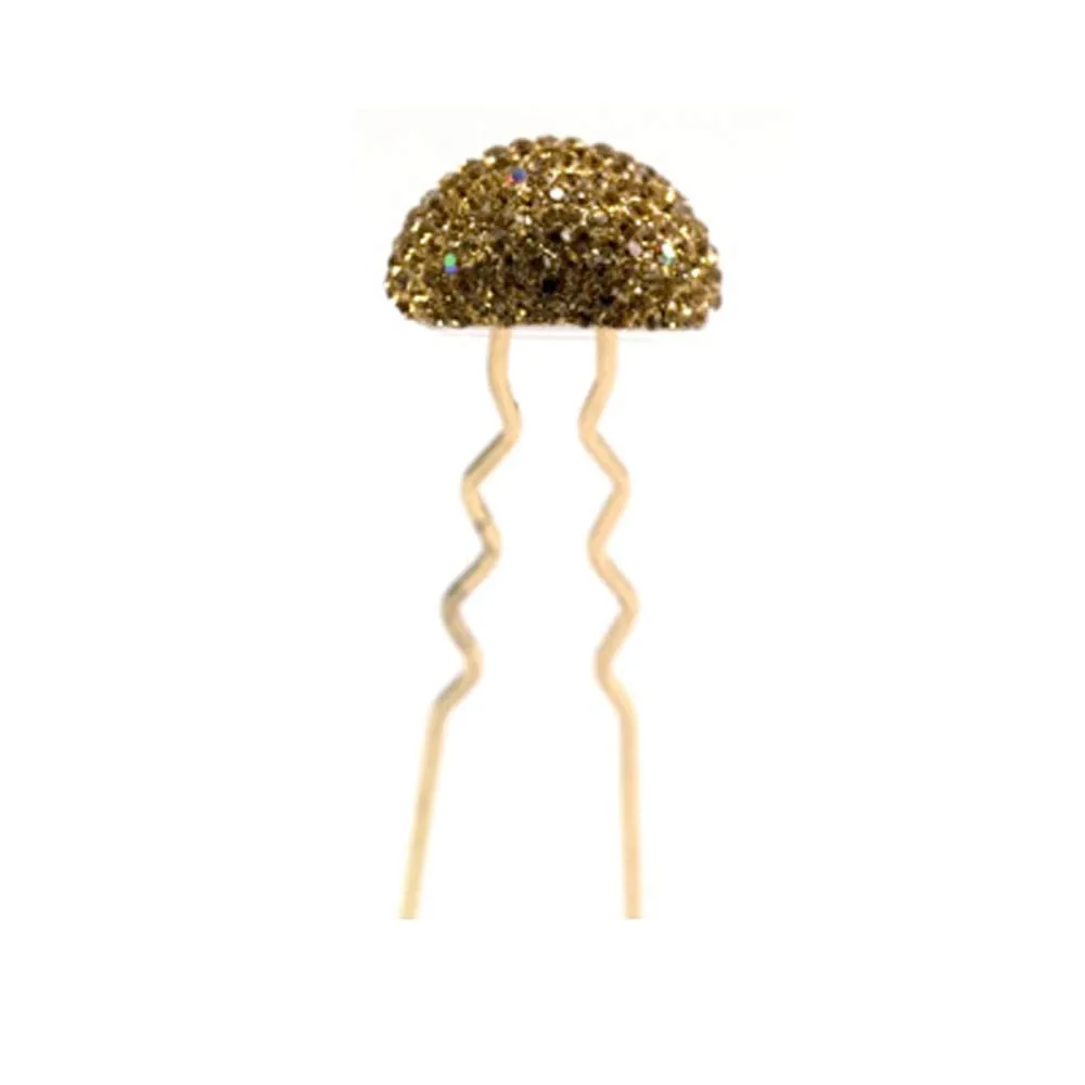 Hair Sticks for Buns Faux Rhinestone Mushroom Hair Bun Sticks Decorative, Light Brown