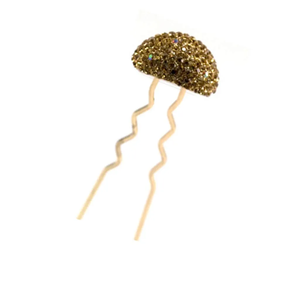 Hair Sticks for Buns Faux Rhinestone Mushroom Hair Bun Sticks Decorative, Light Brown