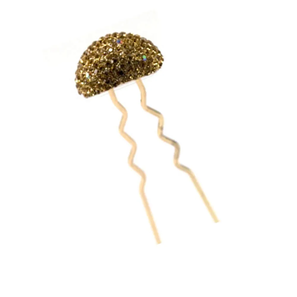 Hair Sticks for Buns Faux Rhinestone Mushroom Hair Bun Sticks Decorative, Light Brown