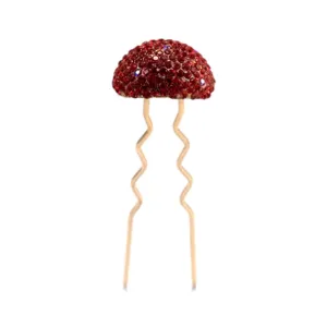 Hair Sticks for Buns Faux Rhinestone Mushroom Hair Bun Sticks Decorative, Red