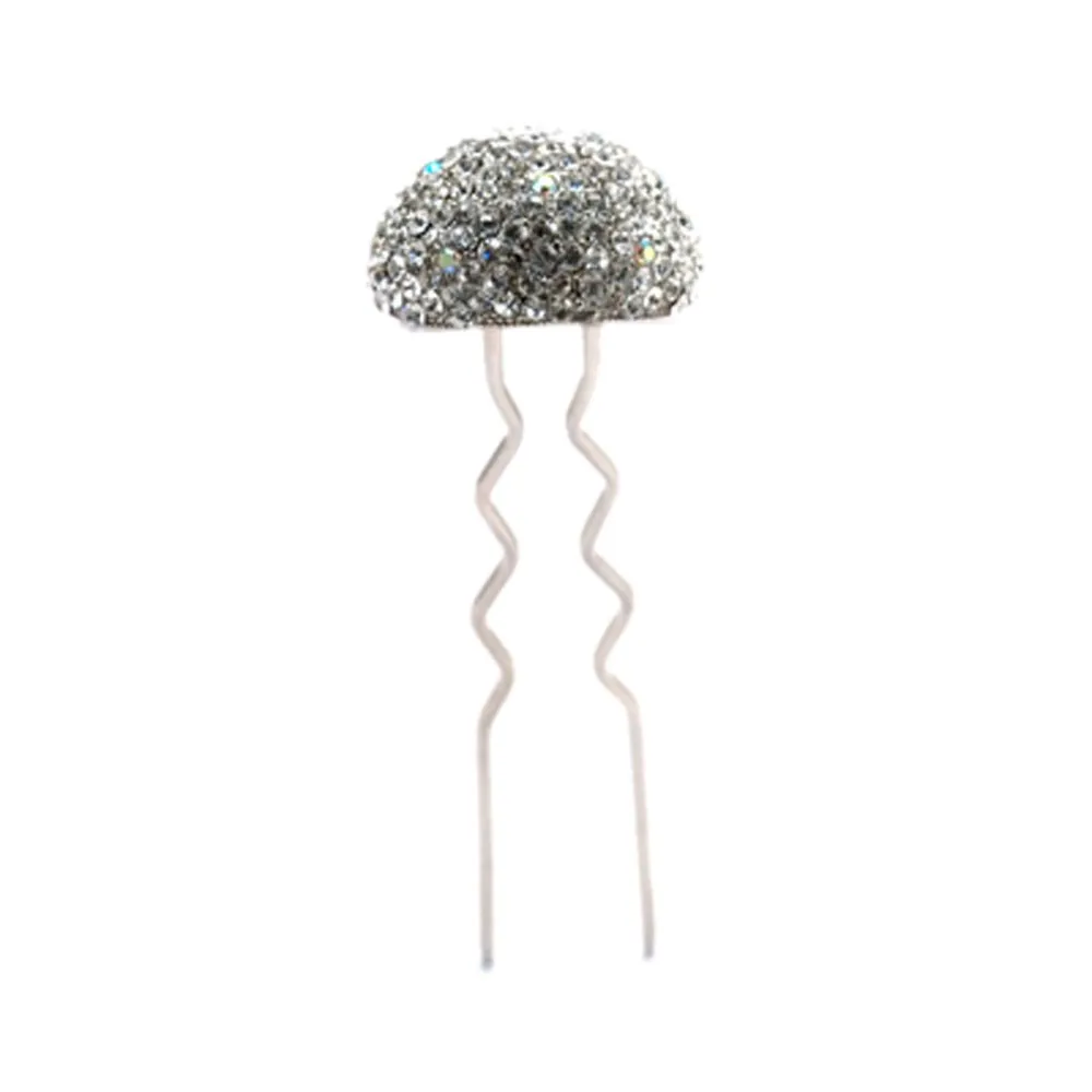 Hair Sticks for Buns Faux Rhinestone Mushroom Hair Bun Sticks Decorative, White