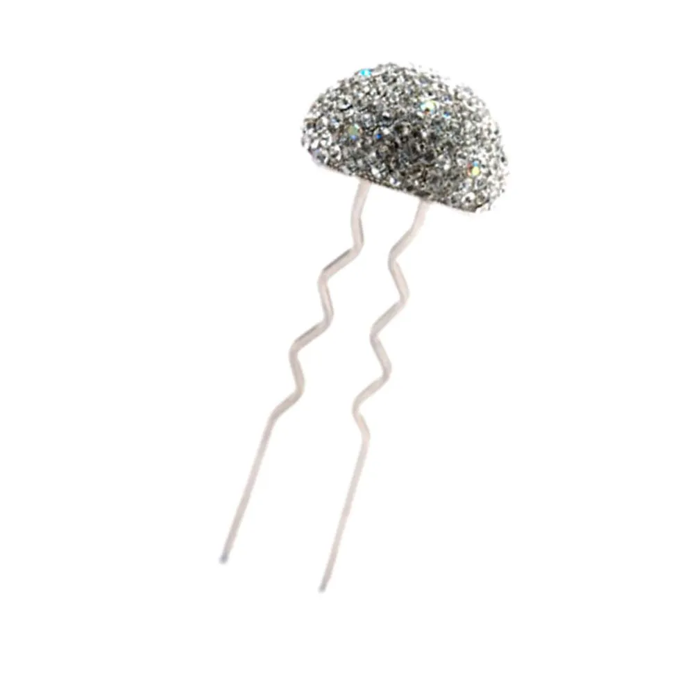 Hair Sticks for Buns Faux Rhinestone Mushroom Hair Bun Sticks Decorative, White