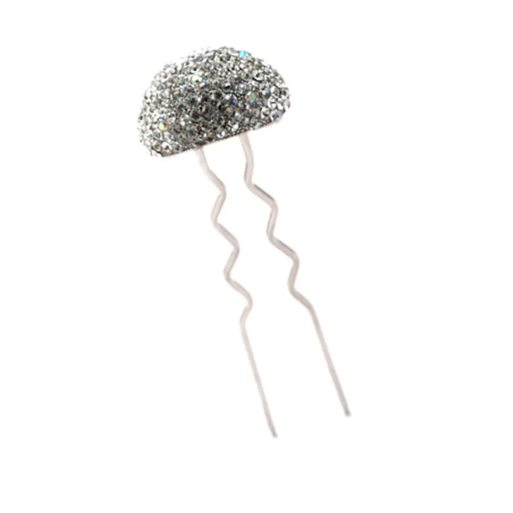 Hair Sticks for Buns Faux Rhinestone Mushroom Hair Bun Sticks Decorative, White